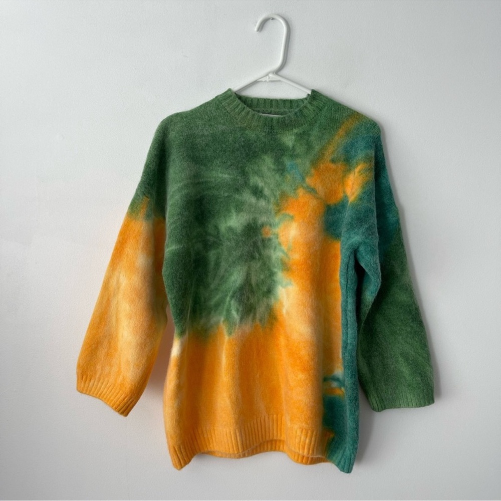 Saints Secrets Eleni green and yellow oversized tie-dye sweater | one size